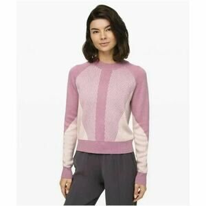 Lululemon Here For Serenity Sweater M Crewneck Pullover Cashlu Knit Pink Taupe